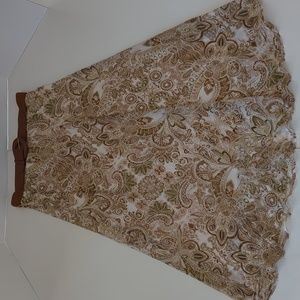 CB Established 1962 Crinkled Paisley Belted Maxi Skirt MEDIUM Brown Green